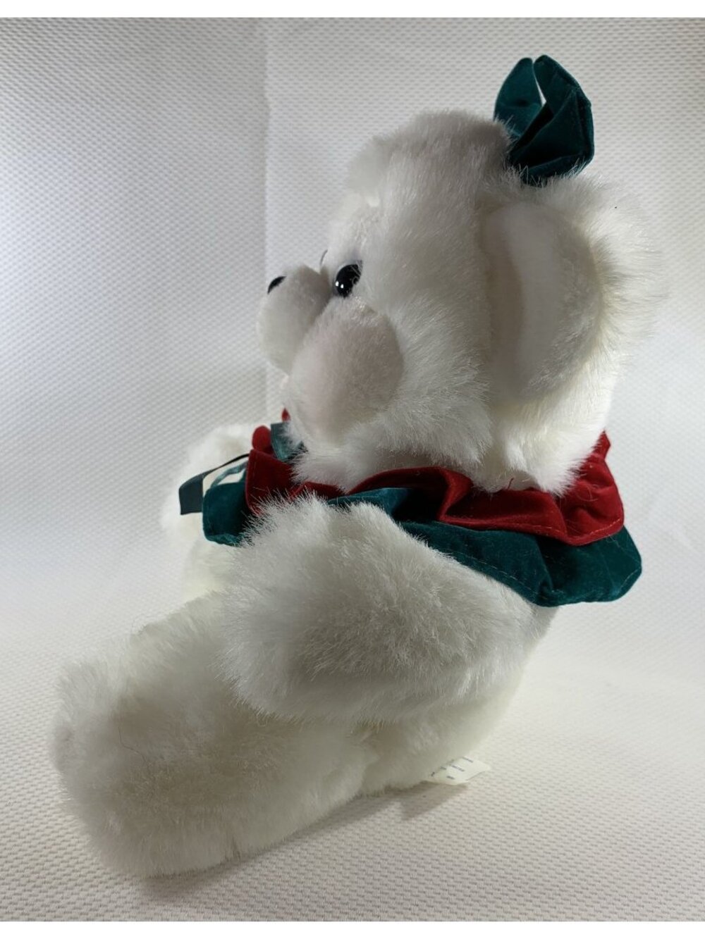 Vintage Dan Dee Christmas Teddy Bear 10" Ruffles Bow Holiday White Plush Stuffed - Picture 3 of 10